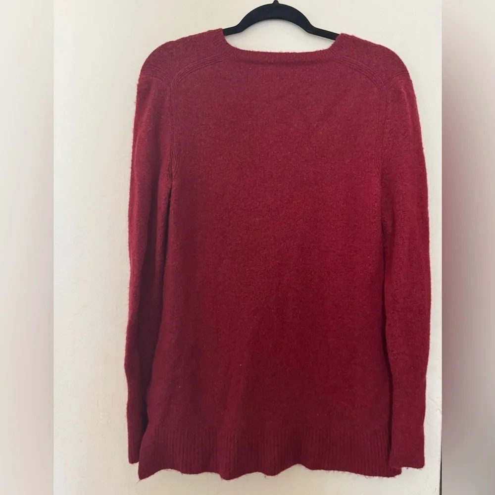 J. Crew V-Neck Alpaca Blend Burgandy Red Sweater